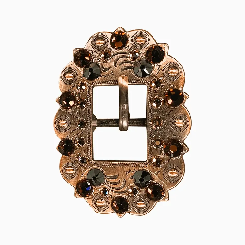 Jet Champagne & Topaz Copper European Crystal Cart Buckle 1
