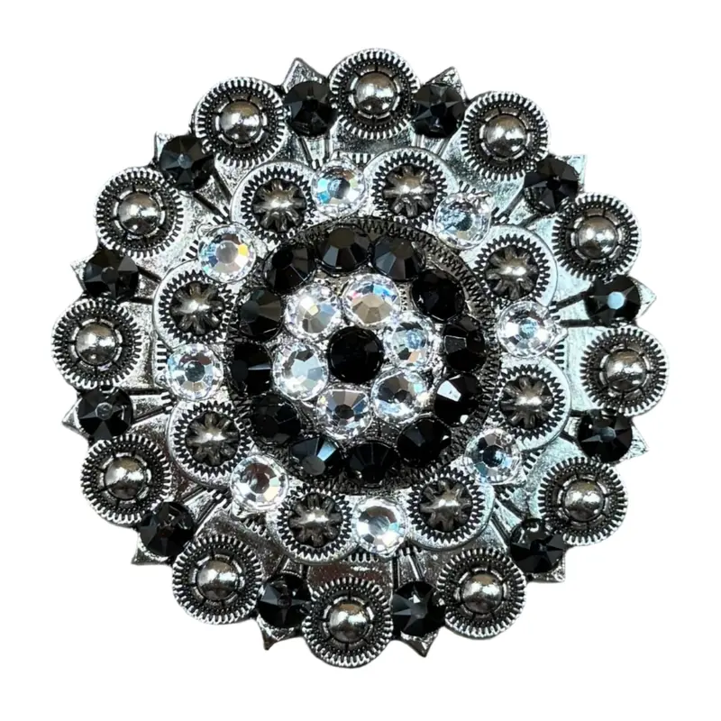 Jet & Clear Antique Silver Berry Jacket European Crystal Concho 1