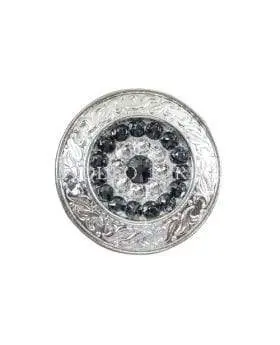 Jet & Clear Bright Silver 1.5" Disc European Crystal Concho 1