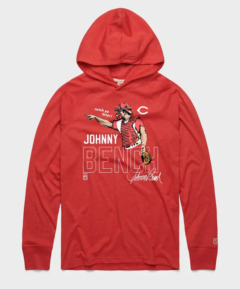 Johnny Bench Reds Lightweight Hoodie 1