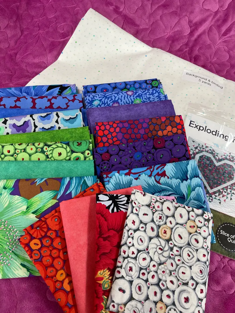 Kaffe Fassett,  #G  Exploding Heart Kit Includes Pattern, 18 Fq, Background, & Binding  (One Of A Kind). 1