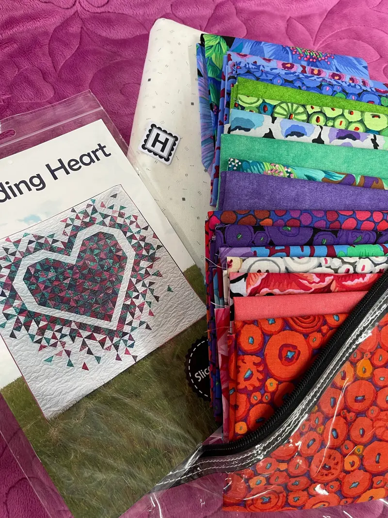 Kaffe Fassett,  #H  Exploding Heart Kit Includes Pattern, 18 Fq, Background, & Binding.  (One Of A Kind) 1