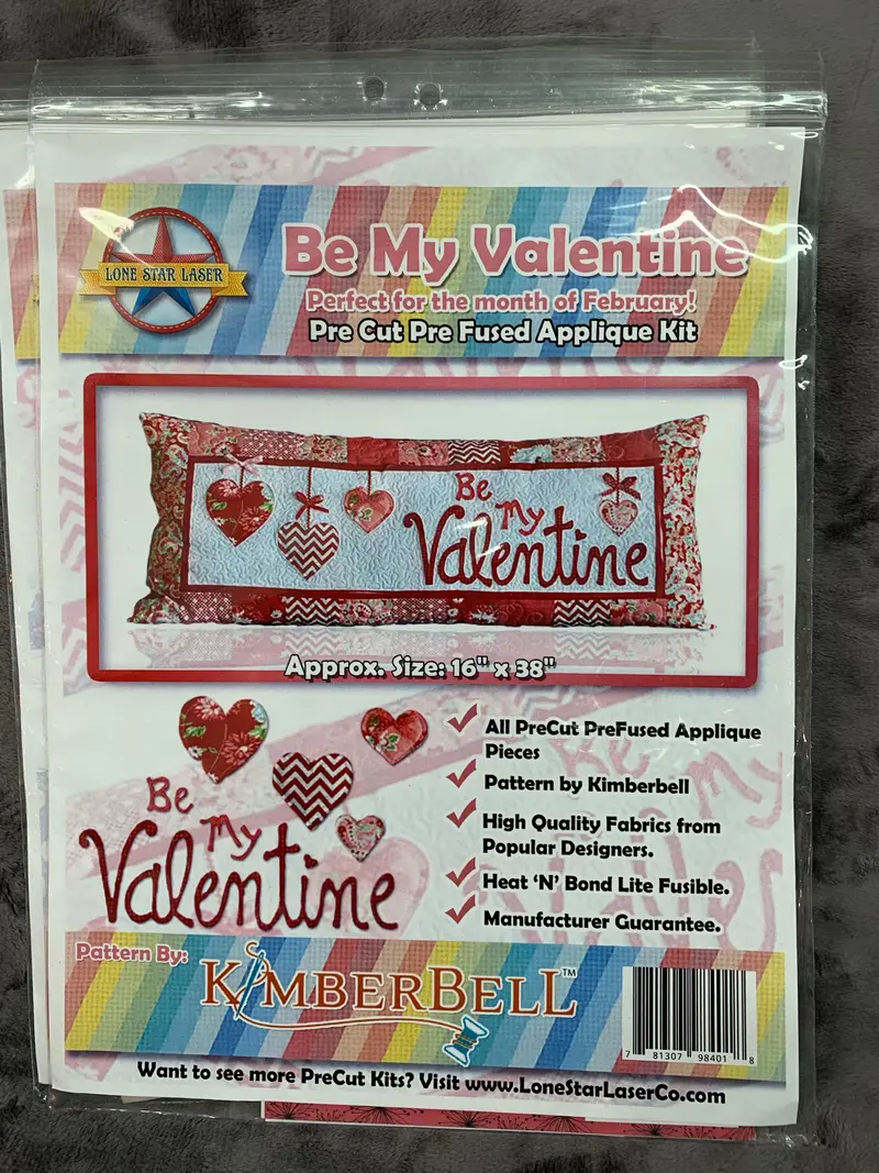 Kimber Bell Be My Valentine Pre Cut Pre Fused Applique Kit  16  X  38. 1