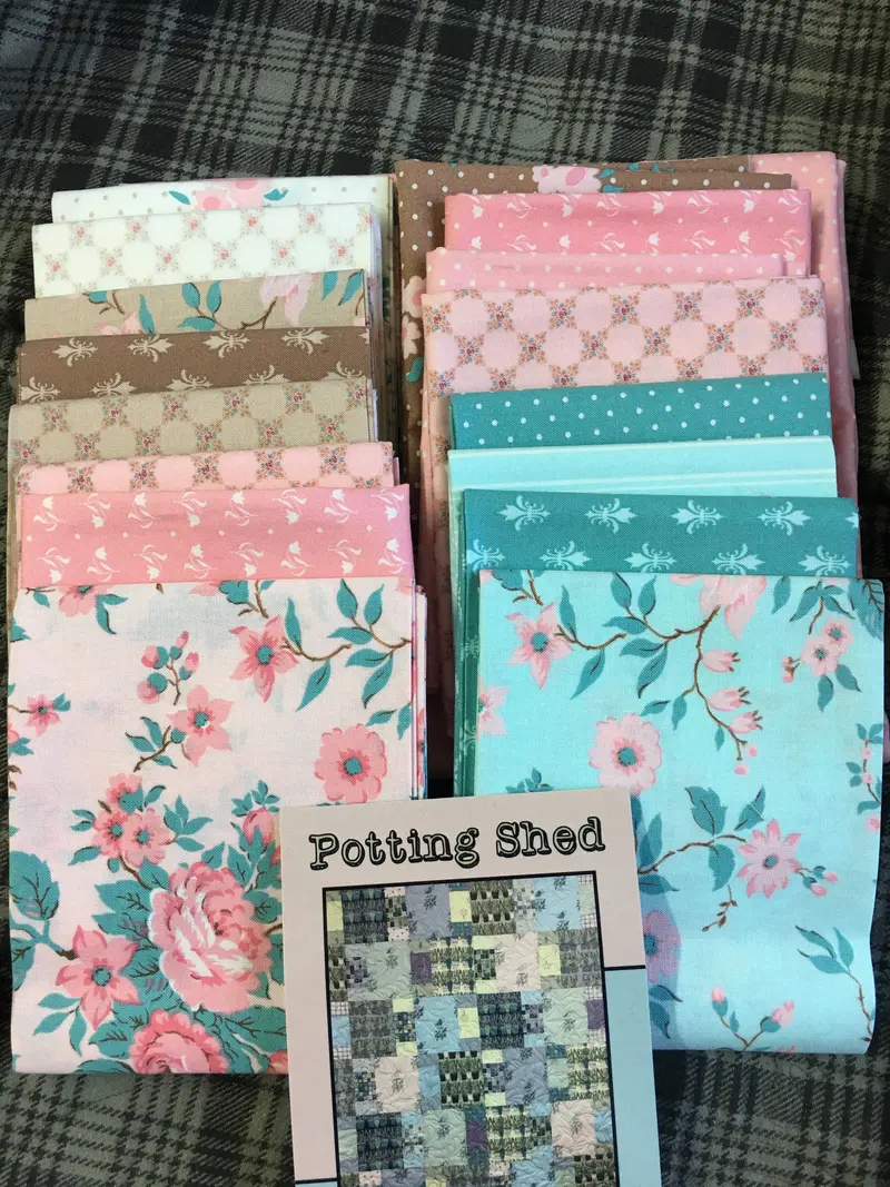 Kindred Spirits Fat Qtr. Kit/Potting Shed Pattern 54 X 73. Kit Includes Fabric, Binding, & Pattern. 1