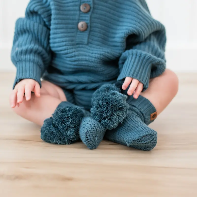 Knit Booties In Atlantic 1