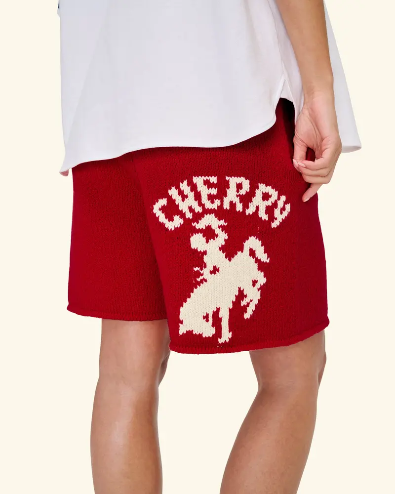 Knit Western Shorts (Red) 3