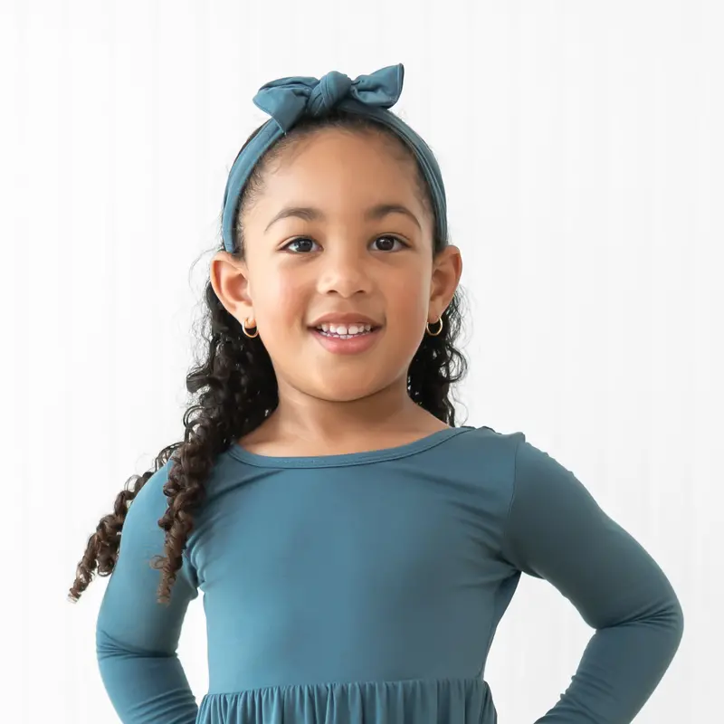 Knotted Bow Headband In Atlantic 4
