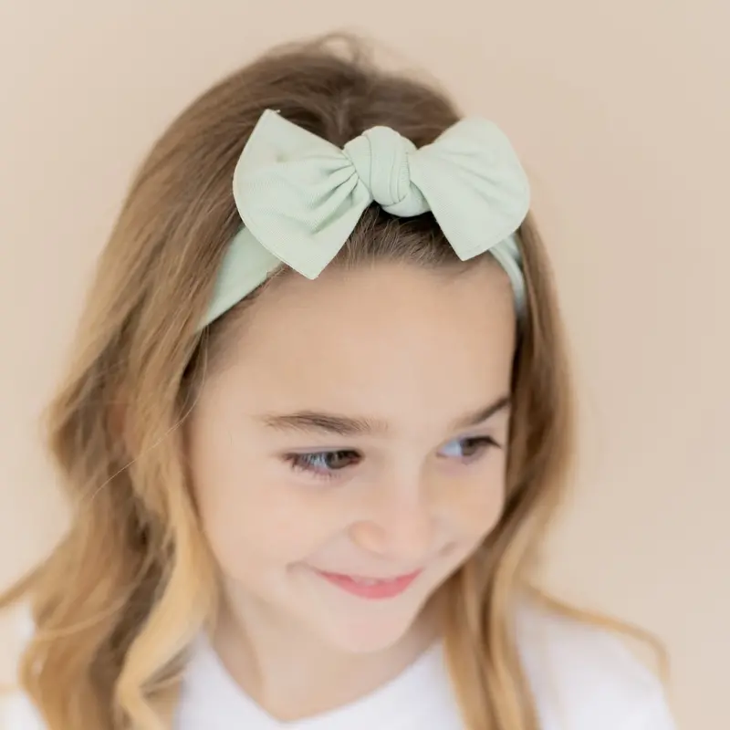 Knotted Bow Headband In Basil 1