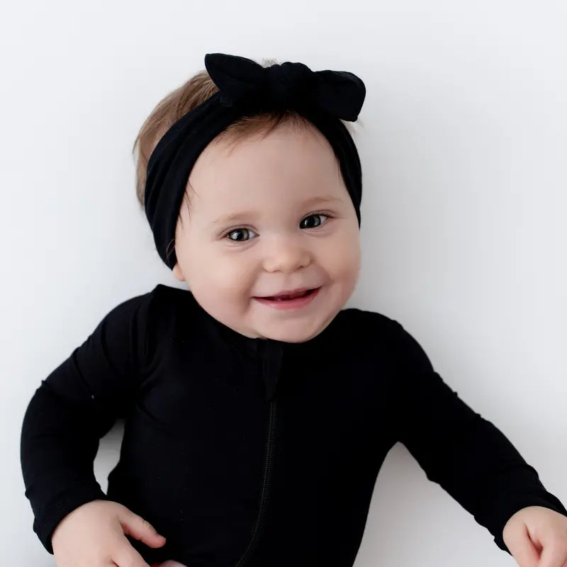 Knotted Bow Headband In Midnight 1
