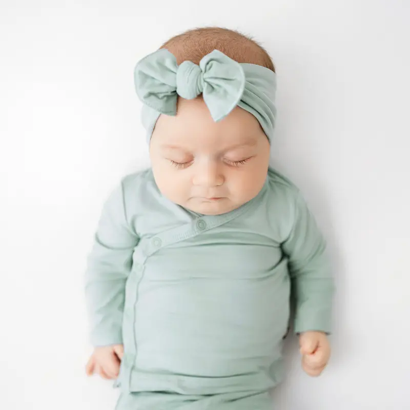 Knotted Bow Headband In Sage 1