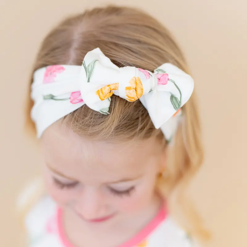 Knotted Bow Headband In Tulip 1