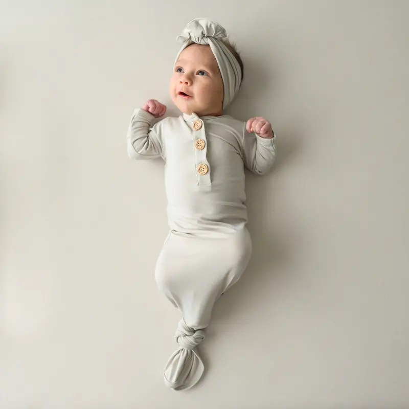 Knotted Gown With Bow Set In Oat 1