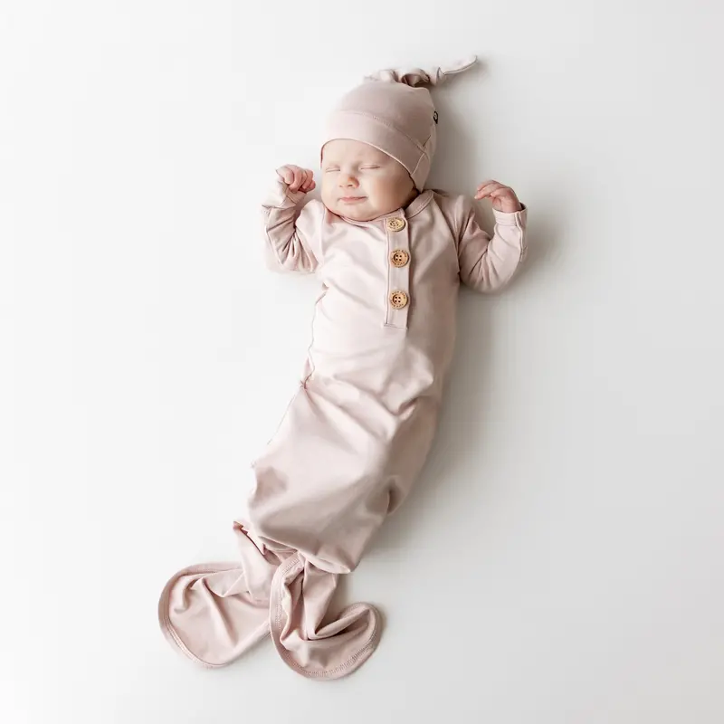 Knotted Gown With Hat Set In Blush 1