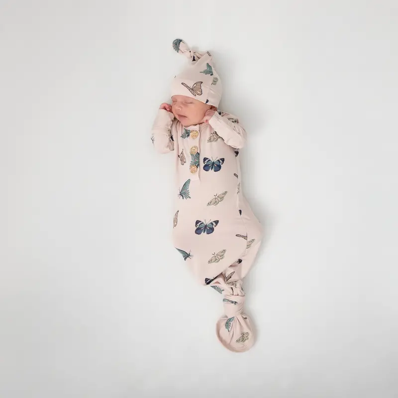 Knotted Gown With Hat Set In Blush Butterfly 1