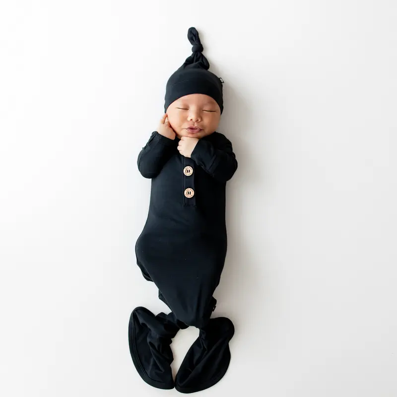 Knotted Gown With Hat Set In Midnight 1