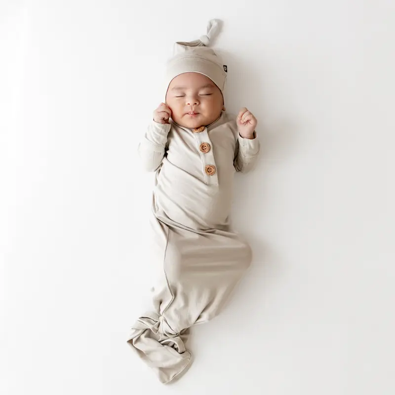 Knotted Gown With Hat Set In Oat 1