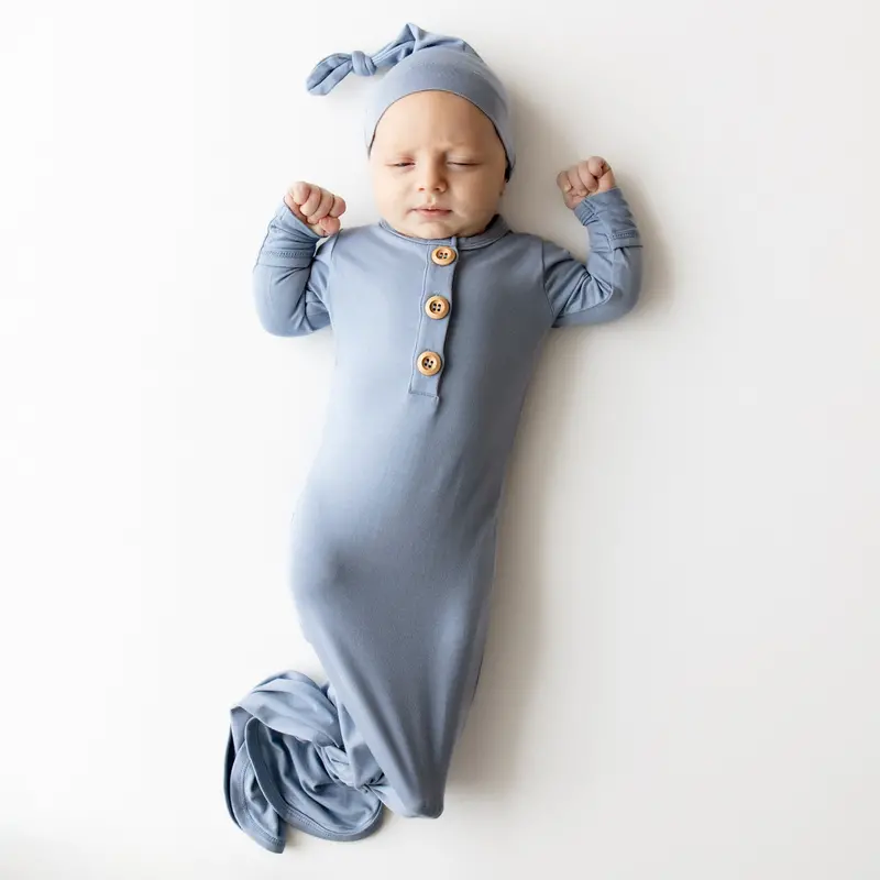 Knotted Gown With Hat Set In Slate 1