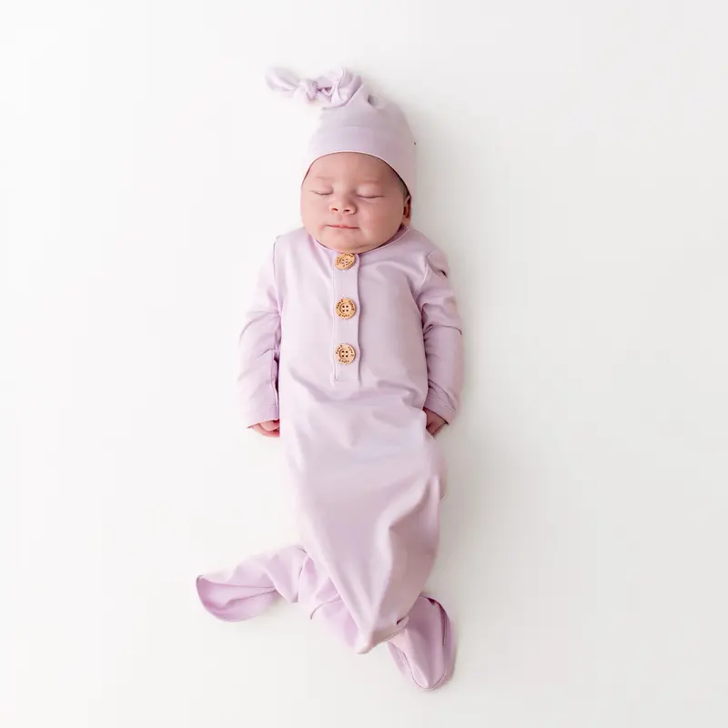 Knotted Gown With Hat Set In Thistle 1
