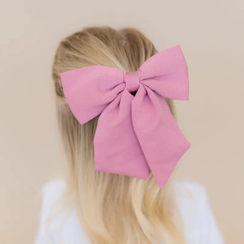 Large Alligator Clip Bow In Apple Blossom 1