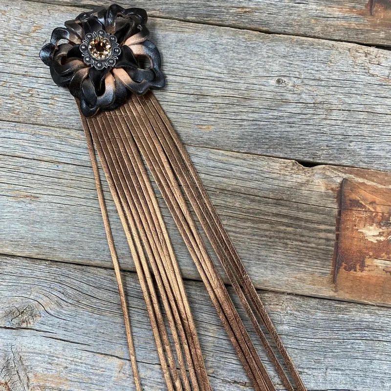 Leather Black Lotus With Copper Fringe 1