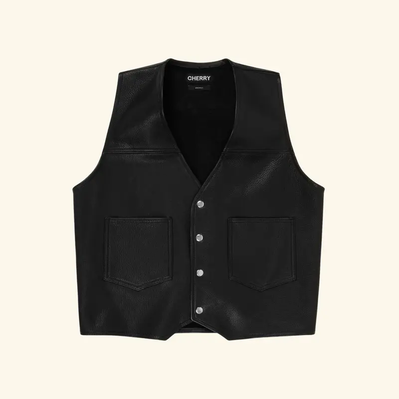 Leather Moto Vest (Black) 1