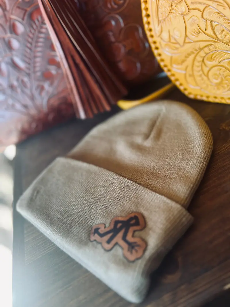 Leather Patch Beanie 1