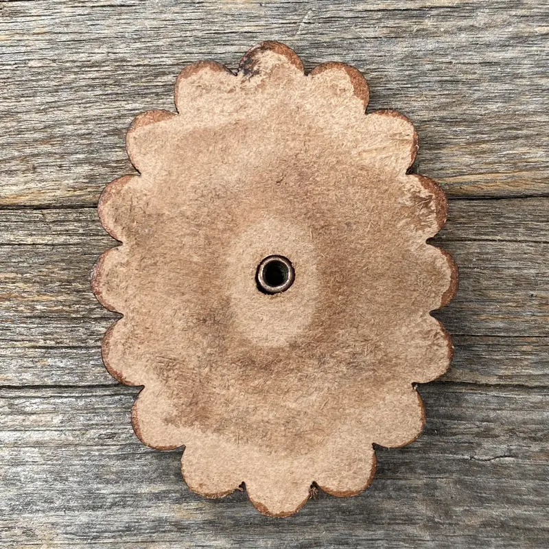 Leather Rosette Medium Oil Edges With Fuchsia Cabochon Western Concho R107cabfu 2