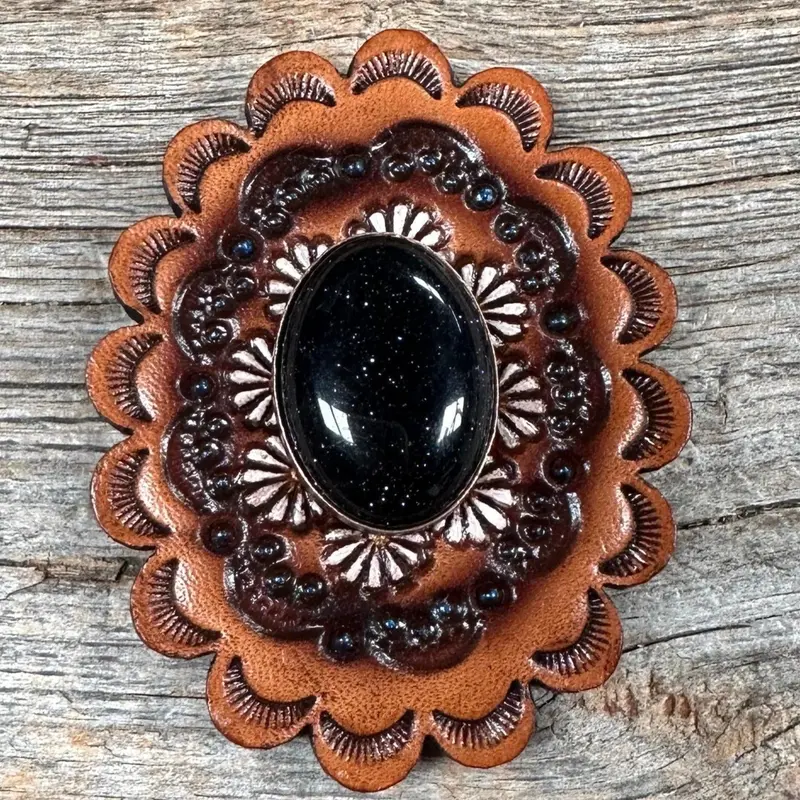 Leather Rosette With Lapis Cabochon Western Concho R102cabla 1