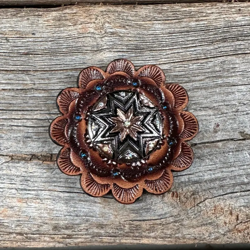 Leather Rosette With Starburst Western Concho R111w185s 1