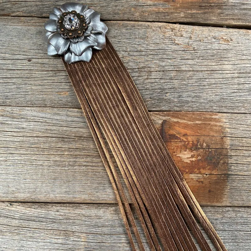 Leather Silver Carnation With Copper Fringe 1