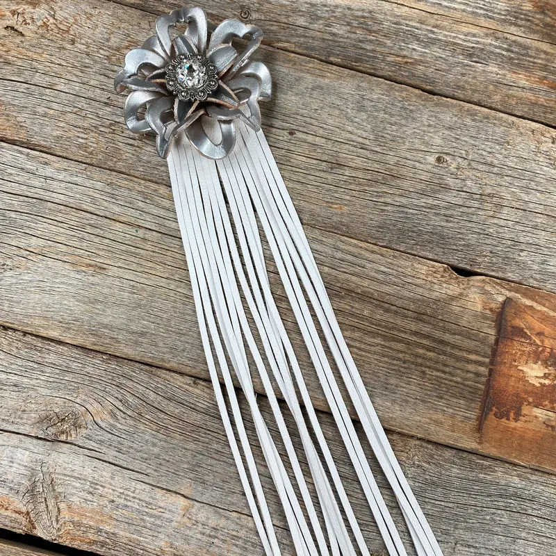 Leather Silver Lotus With White Fringe 1