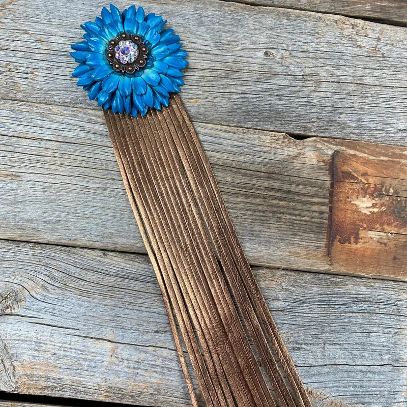Leather Turquoise Daisy With Copper Fringe 1