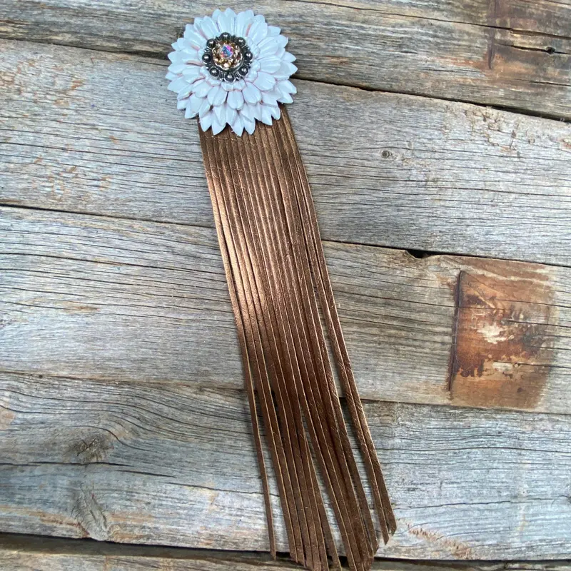 Leather White Daisy With Copper Fringe 1