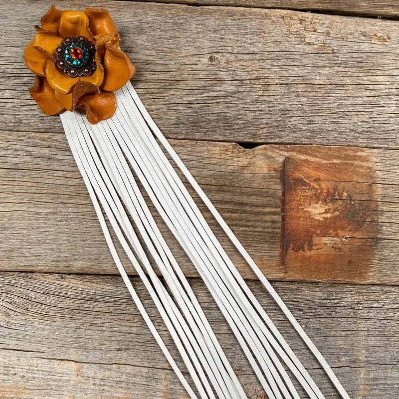 Leather Yellow Rose With White Fringe 1