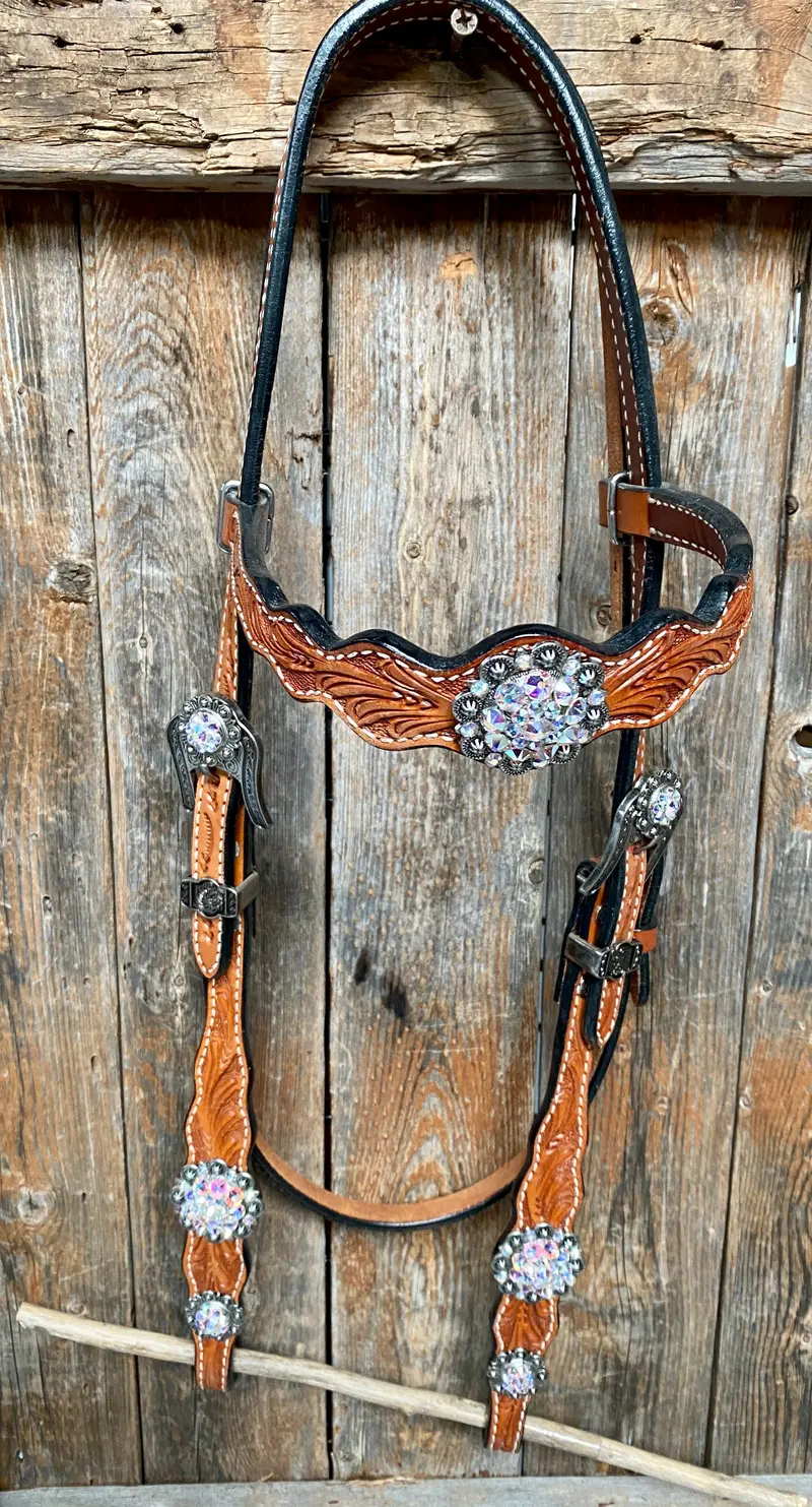 Light Oil And Antique Silver Browband & Breastcollar Tack Set #Bbbc431 3