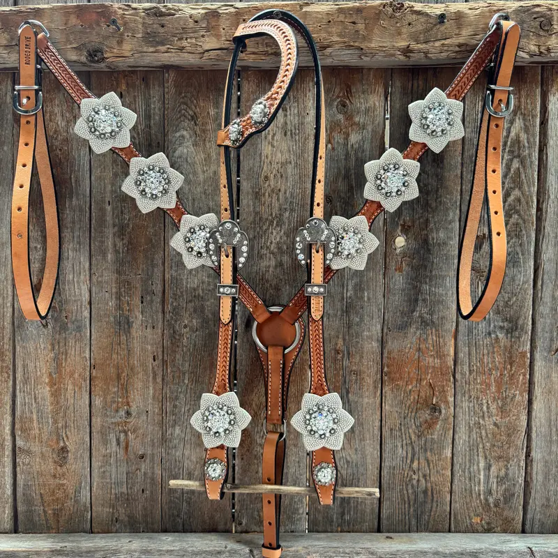 Light Oil Basketweave Clear One Ear Tack Set #Oebc674 1