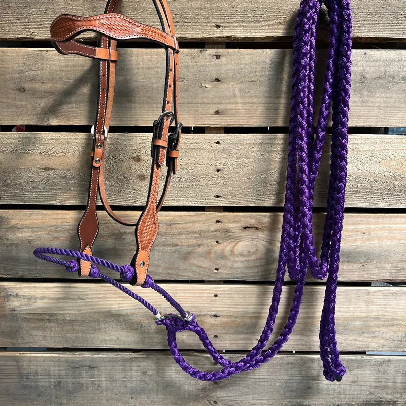 Light Oil Basketweave Purple Loping Hackamore #Lhk012 1