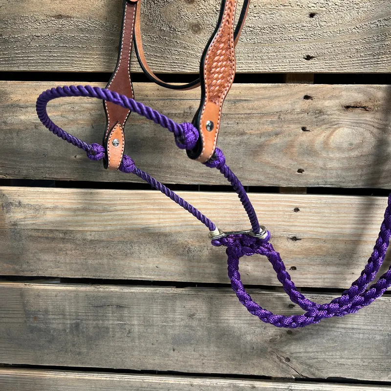 Light Oil Basketweave Purple Loping Hackamore #Lhk012 2