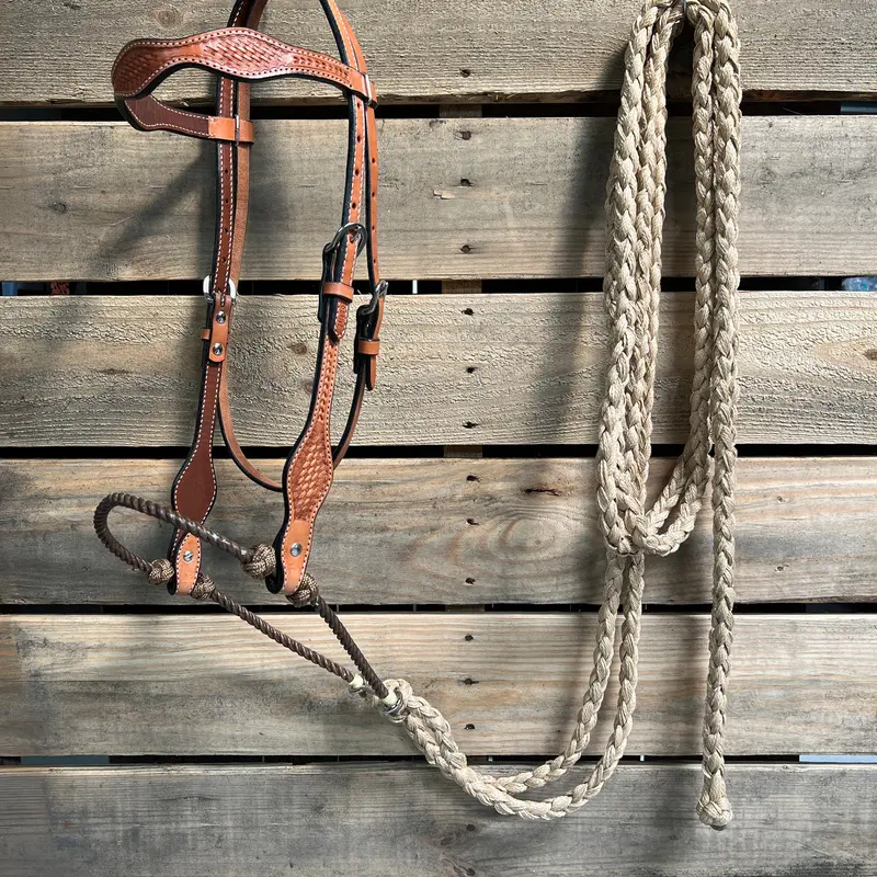 Light Oil Basketweave Tan Loping Hackamore #Lhk013 1