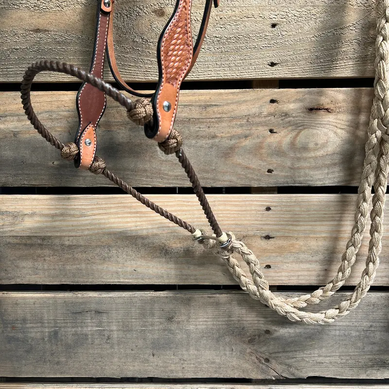 Light Oil Basketweave Tan Loping Hackamore #Lhk013 2