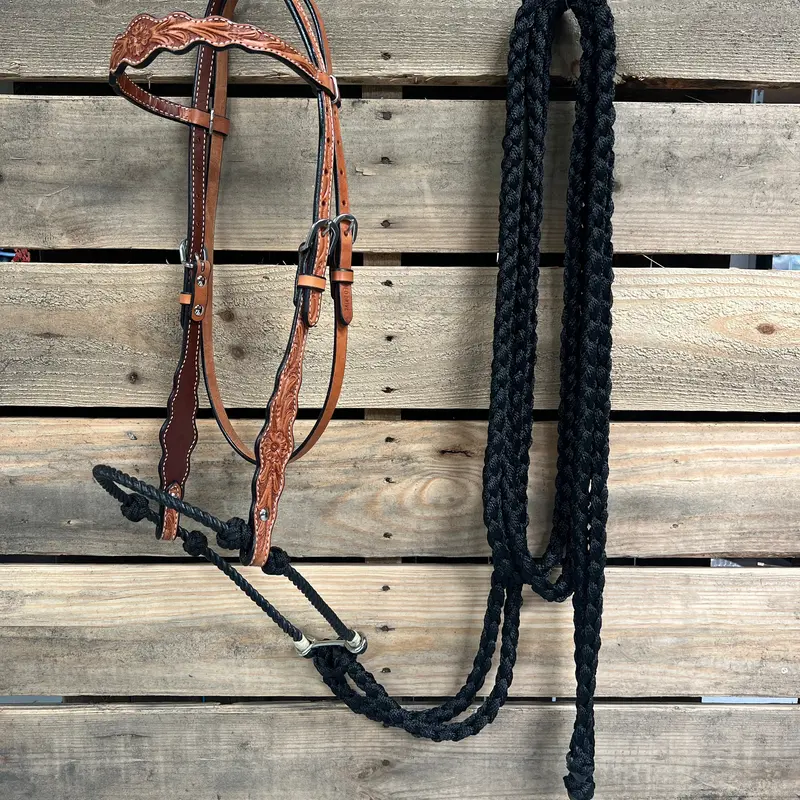 Light Oil Floral Scalloped Black Loping Hackamore #Lhk025 1