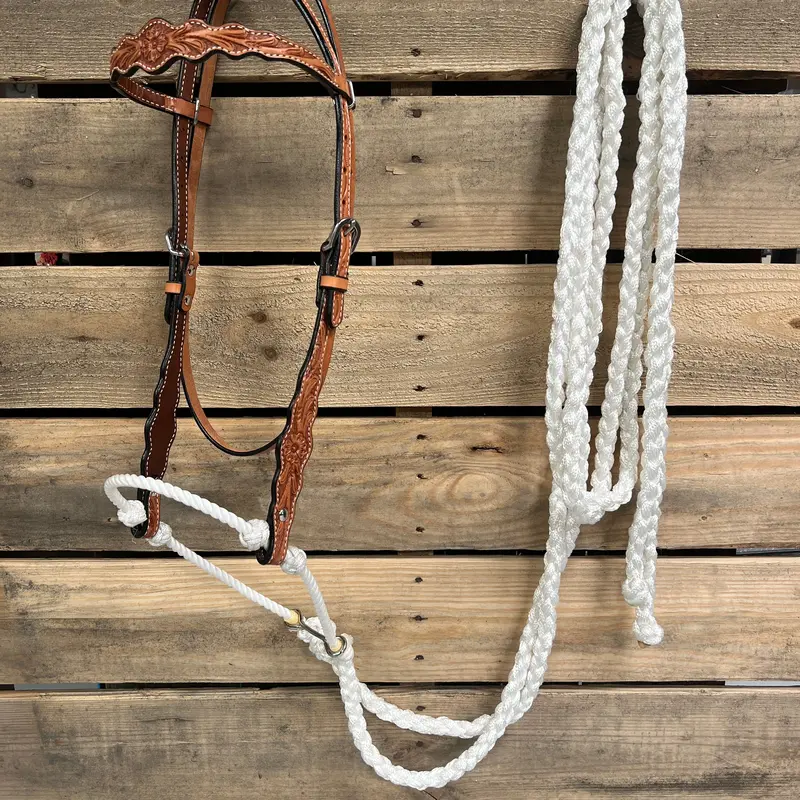 Light Oil Floral Scalloped White Loping Hackamore #Lhk023 1