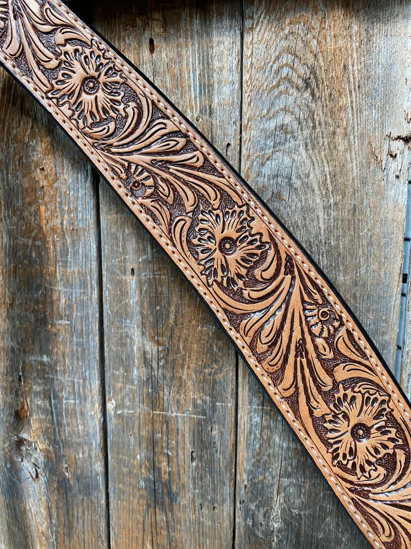 Light Oil Floral Tooled Wide / Roper Style Breastcollar 2