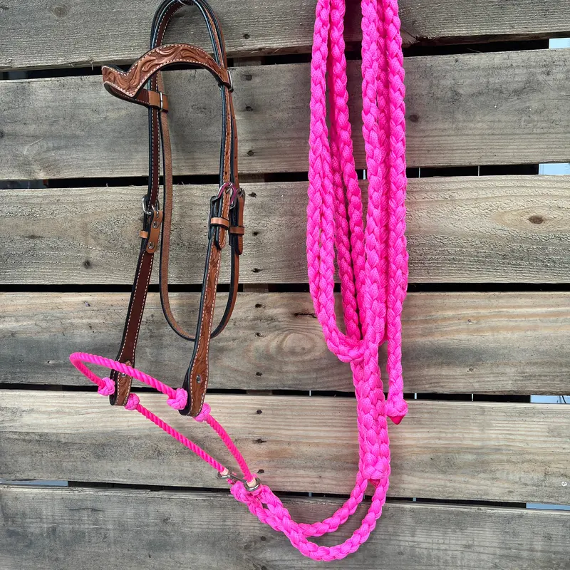 Light Oil Floral V-Brow Neon Pink Loping Hackamore #Lhk037 1