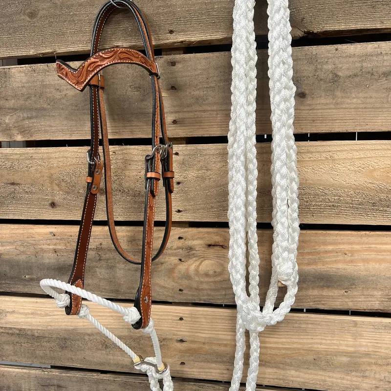 Light Oil Floral V-Brow White Loping Hackamore #Lhk035 1