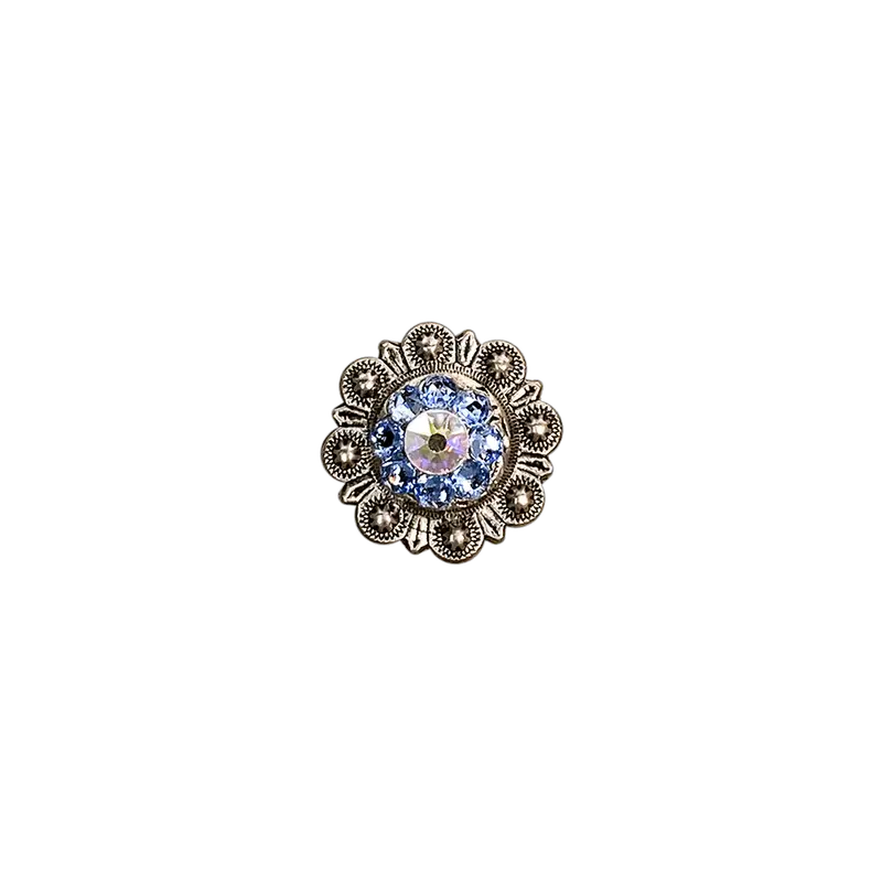 Light Sapphire & Ab Antique Silver 1" European Crystal Concho 1