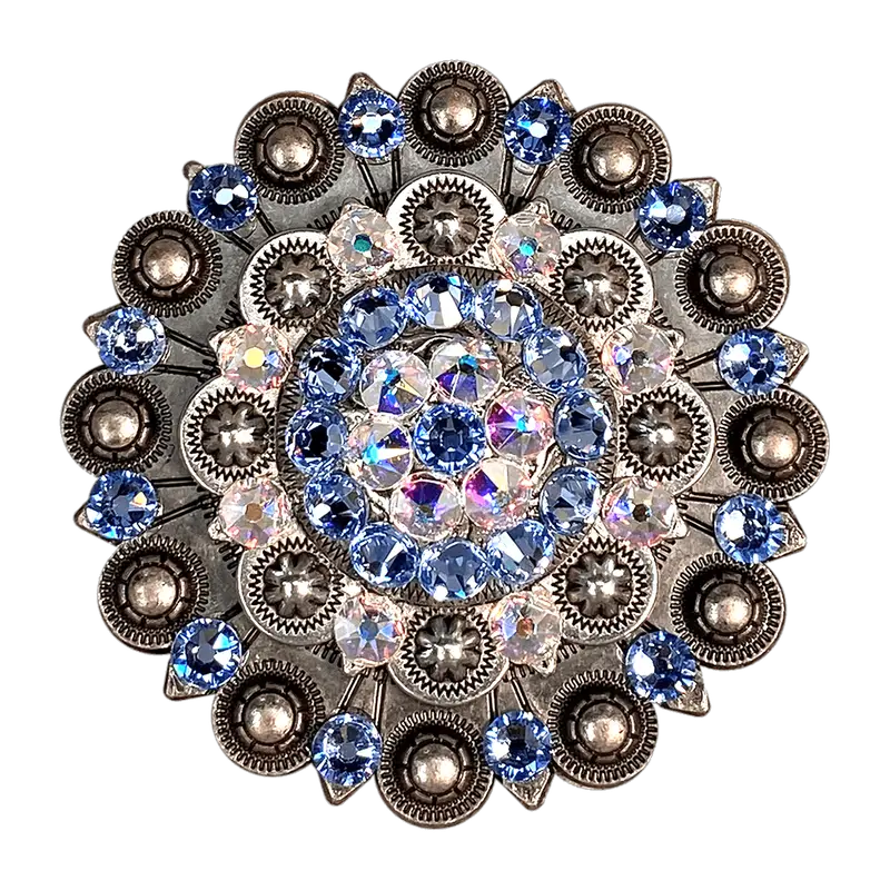 Light Sapphire & Ab Antique Silver Berry Jacket European Crystal Concho 1