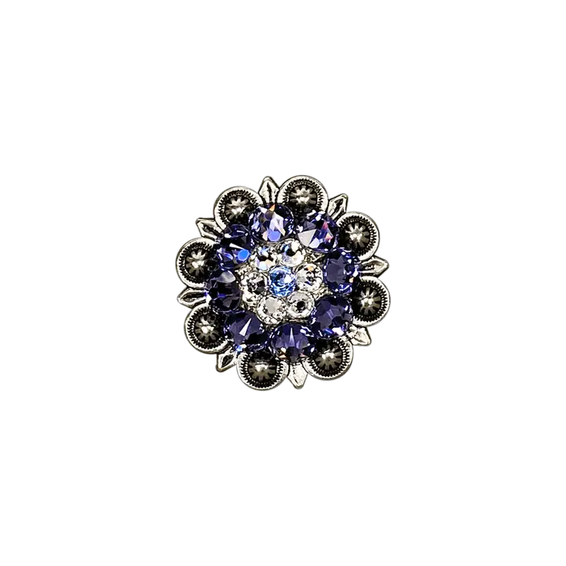 Light Sapphire Clear & Lilac Antique Silver 1.25" European Crystal Concho 1
