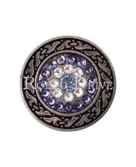 Light Sapphire Clear & Lilac Antique Silver 1.5" Disc European Crystal Concho 1