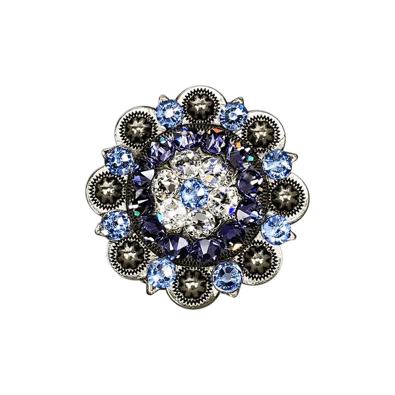 Light Sapphire Clear & Lilac Antique Silver 2" European Crystal Concho 1